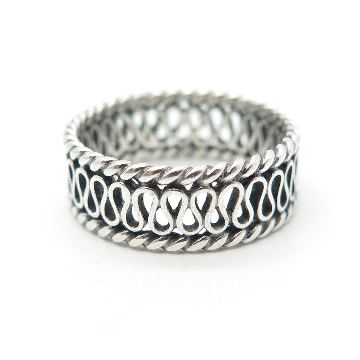 925 Sterling Silver Filigree Braided Band Ring Size 5