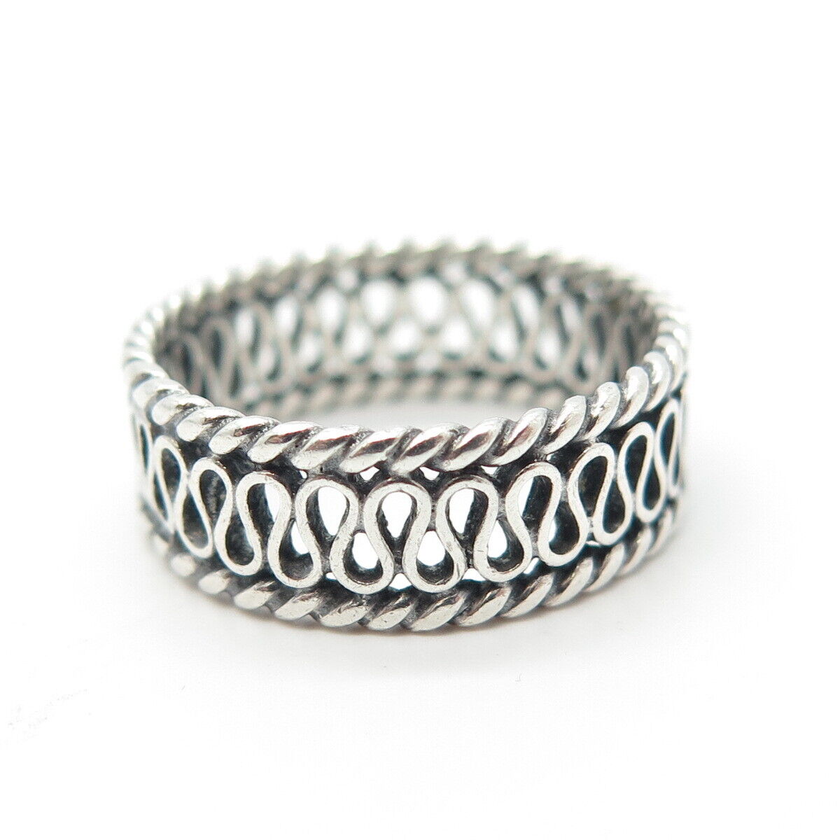 925 Sterling Silver Filigree Braided Band Ring Size 5