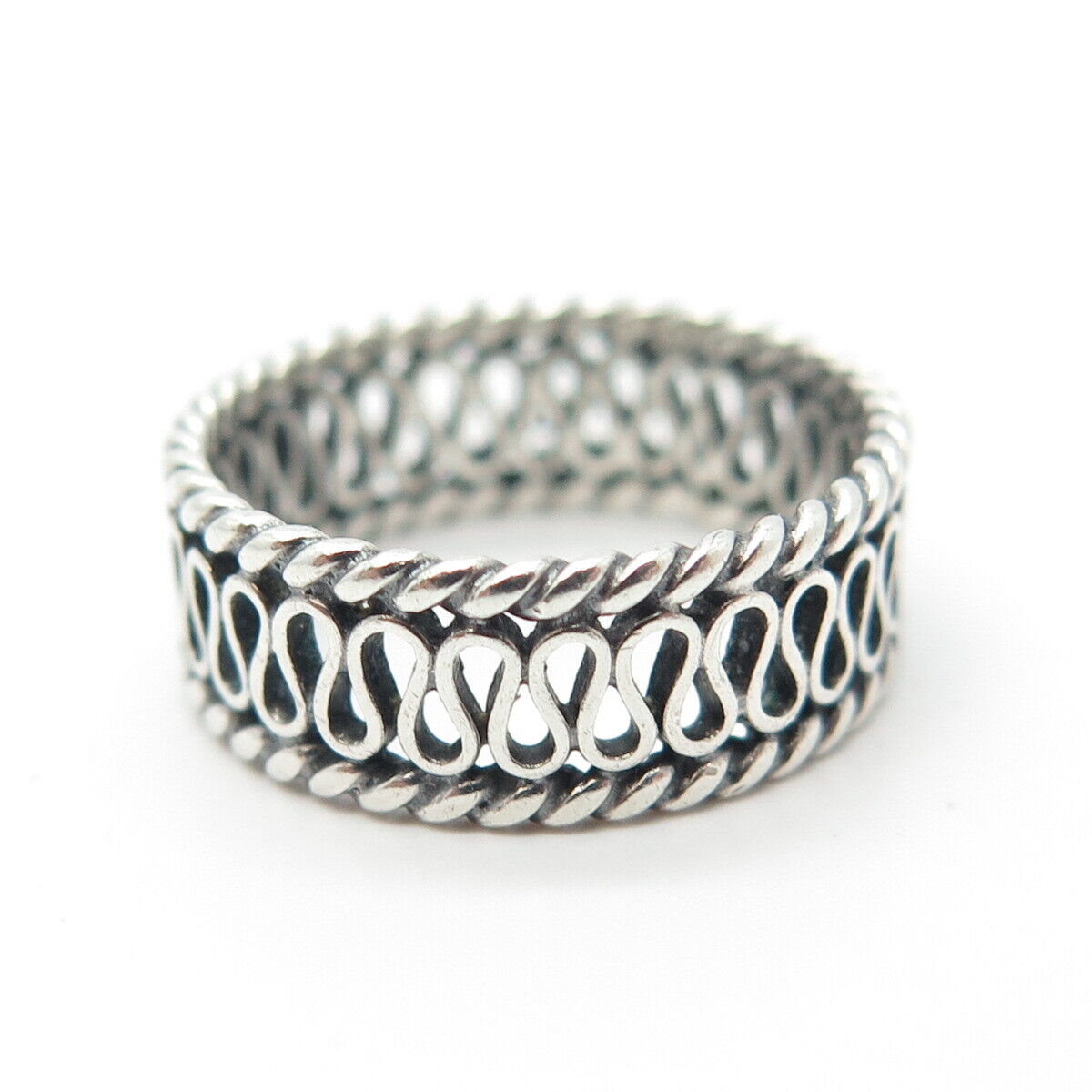 925 Sterling Silver Filigree Braided Band Ring Size 5