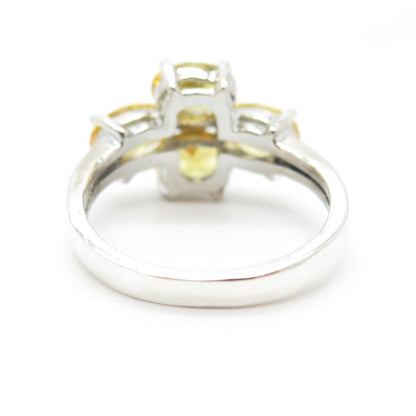 925 Sterling Silver White & Lemon C Z Ring Size 7.25