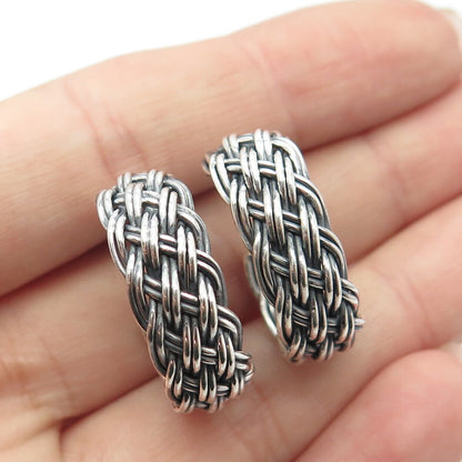 925 Sterling Silver Vintage Wheat Half Hoop Earrings