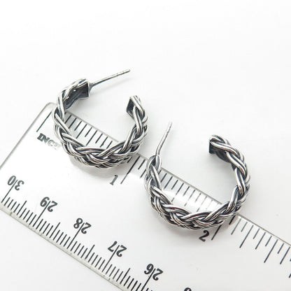 925 Sterling Silver Vintage Wheat Half Hoop Earrings