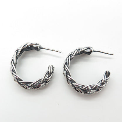 925 Sterling Silver Vintage Wheat Half Hoop Earrings