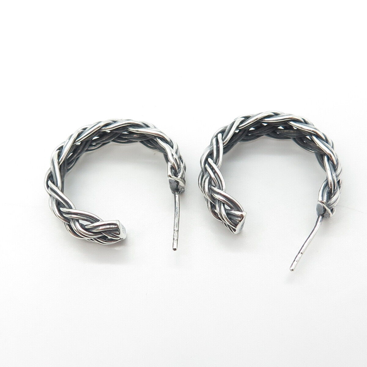 925 Sterling Silver Vintage Wheat Half Hoop Earrings