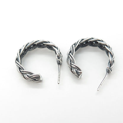 925 Sterling Silver Vintage Wheat Half Hoop Earrings