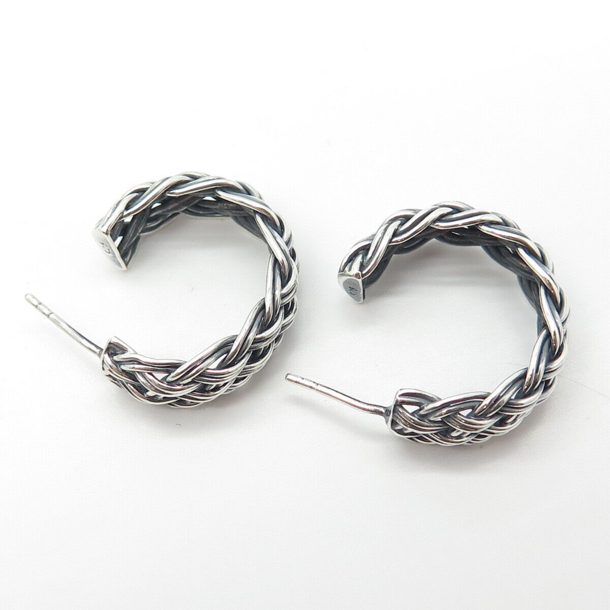 925 Sterling Silver Vintage Wheat Half Hoop Earrings