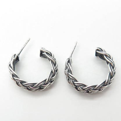 925 Sterling Silver Vintage Wheat Half Hoop Earrings