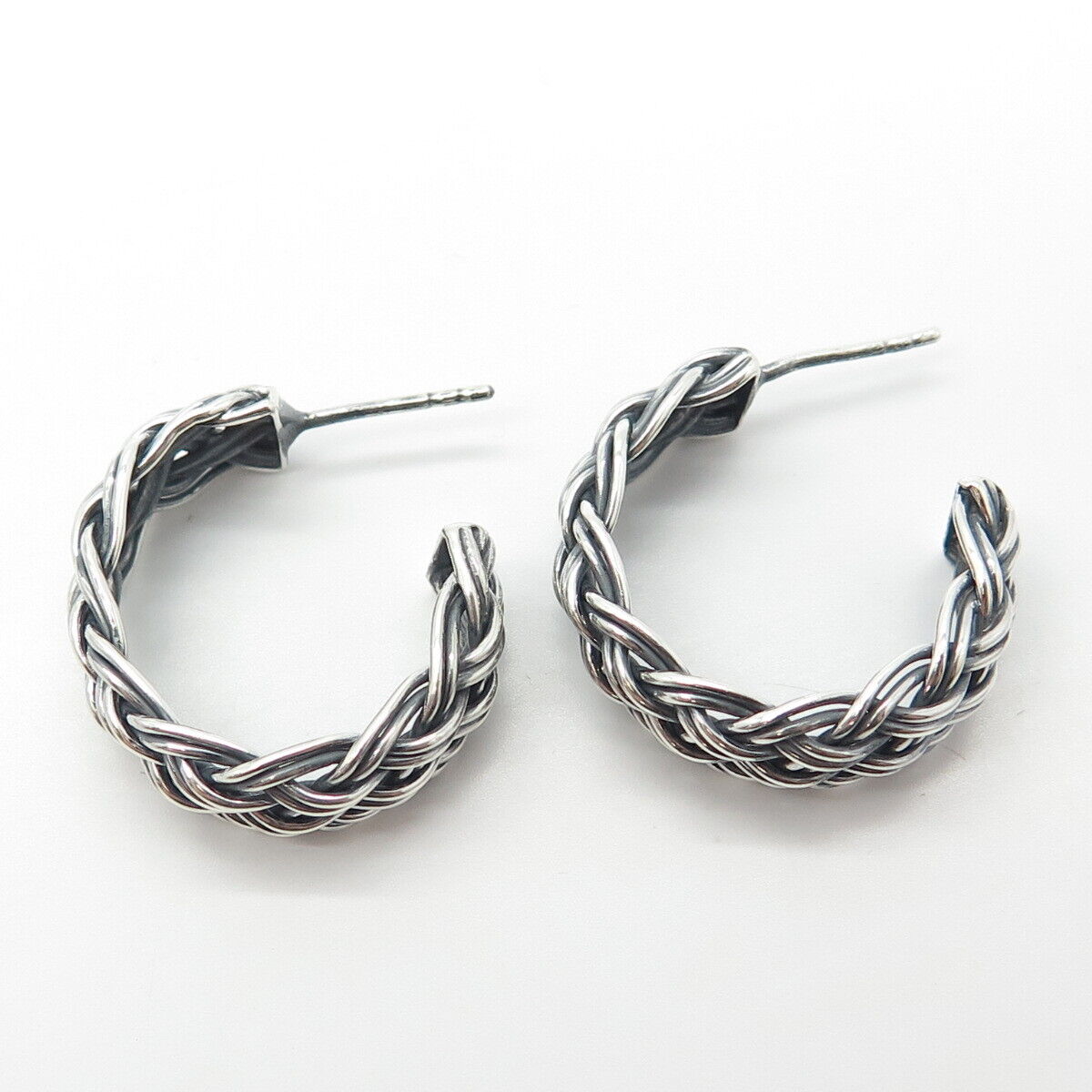 925 Sterling Silver Vintage Wheat Half Hoop Earrings