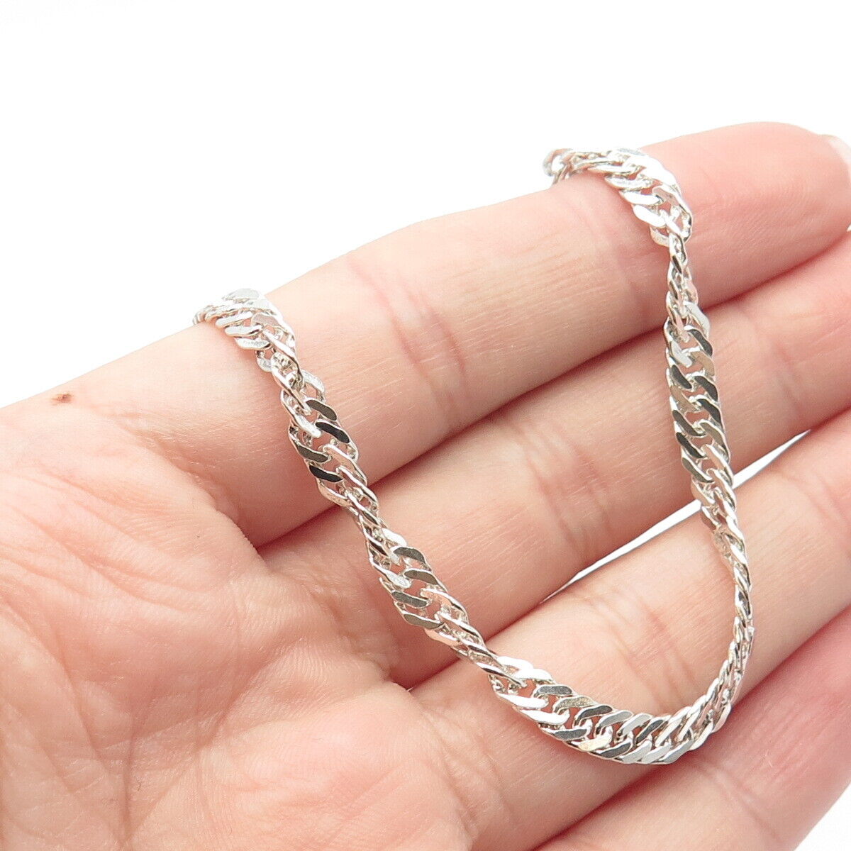 925 Sterling Silver Italy Cuban Chain Necklace 16"