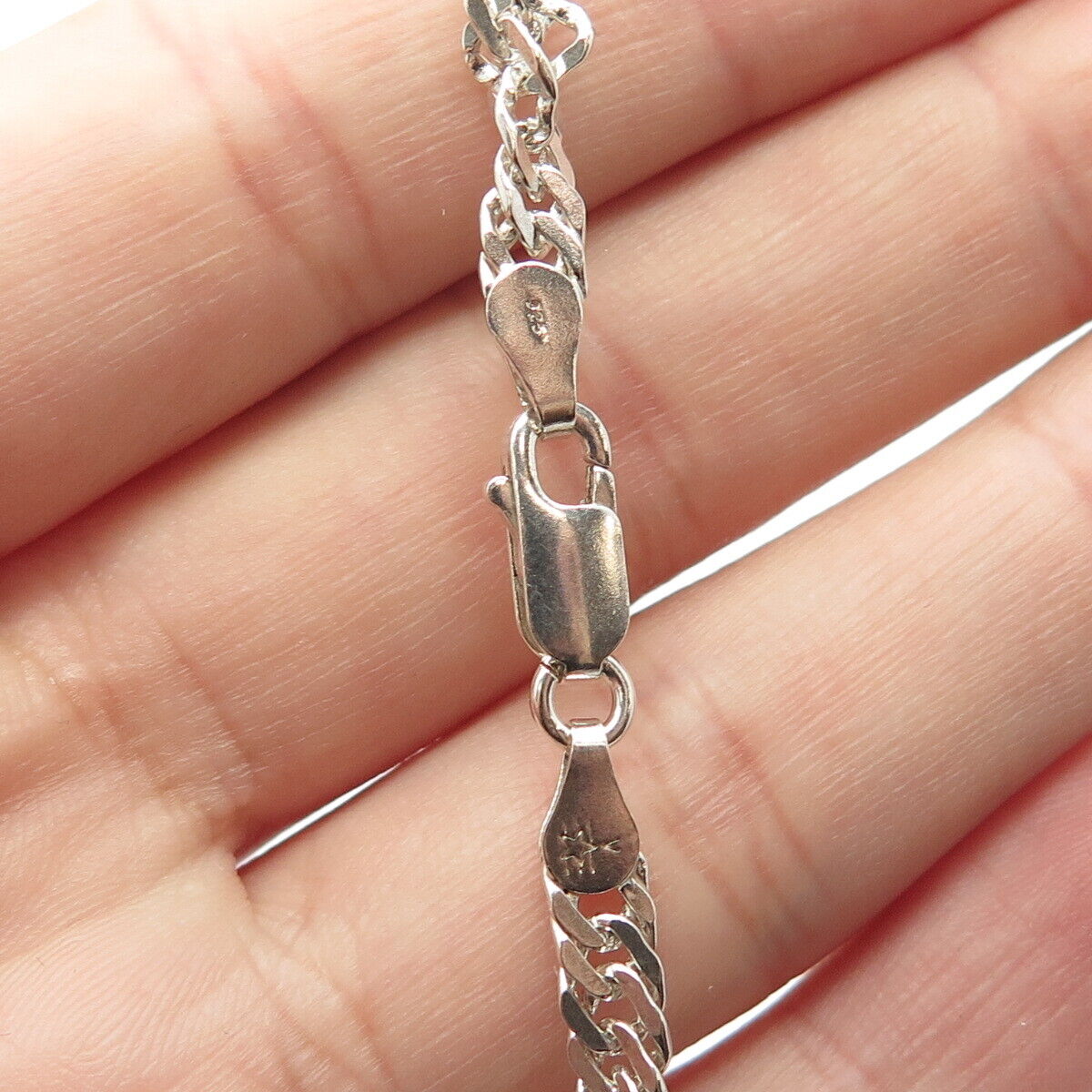 925 Sterling Silver Italy Cuban Chain Necklace 16"