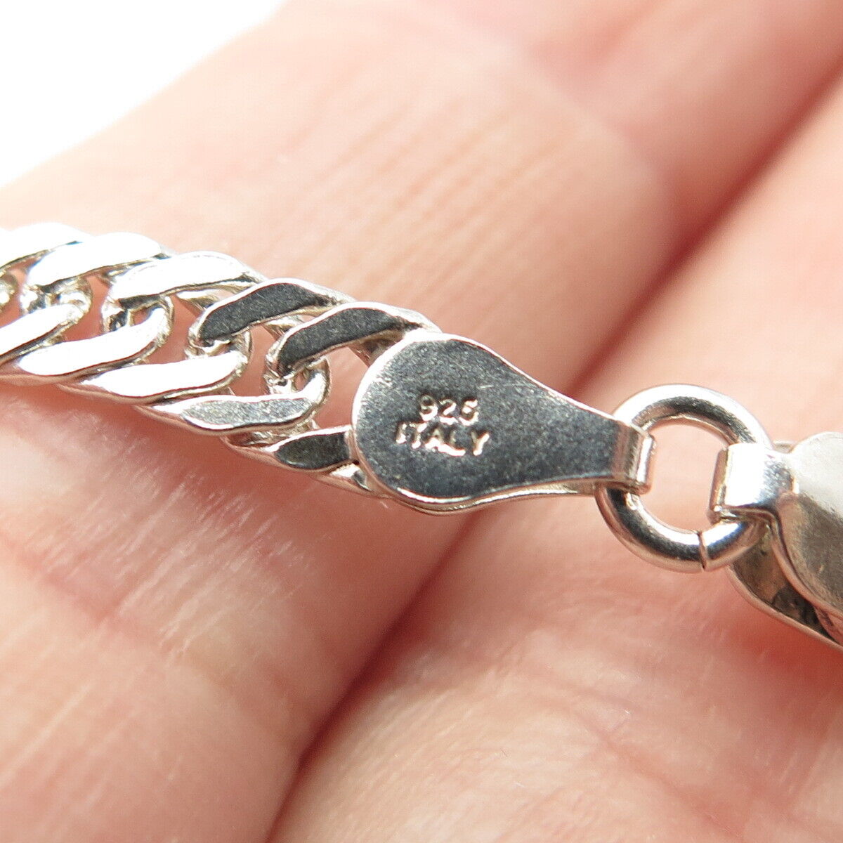 925 Sterling Silver Italy Cuban Chain Necklace 16"