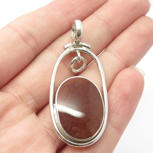 925 Sterling Silver Real Carnelian & Aquamarine Gemstone Pendant