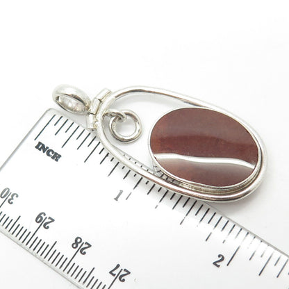 925 Sterling Silver Real Carnelian & Aquamarine Gemstone Pendant