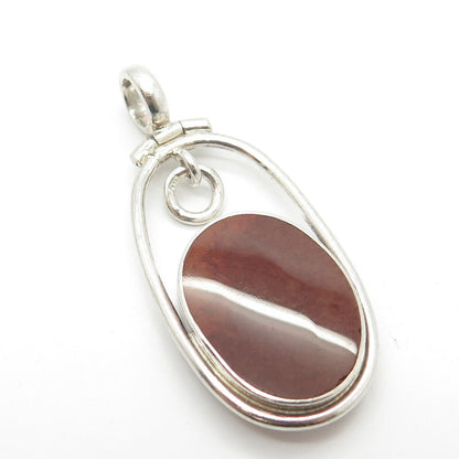 925 Sterling Silver Real Carnelian & Aquamarine Gemstone Pendant