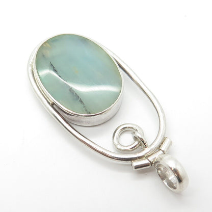 925 Sterling Silver Real Carnelian & Aquamarine Gemstone Pendant