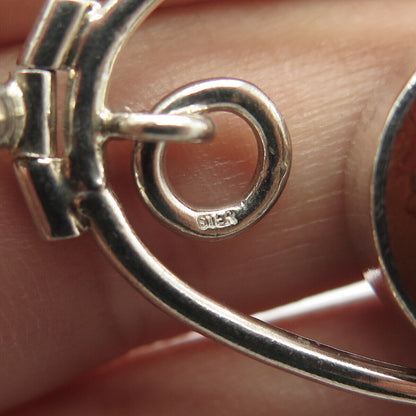 925 Sterling Silver Real Carnelian & Aquamarine Gemstone Pendant