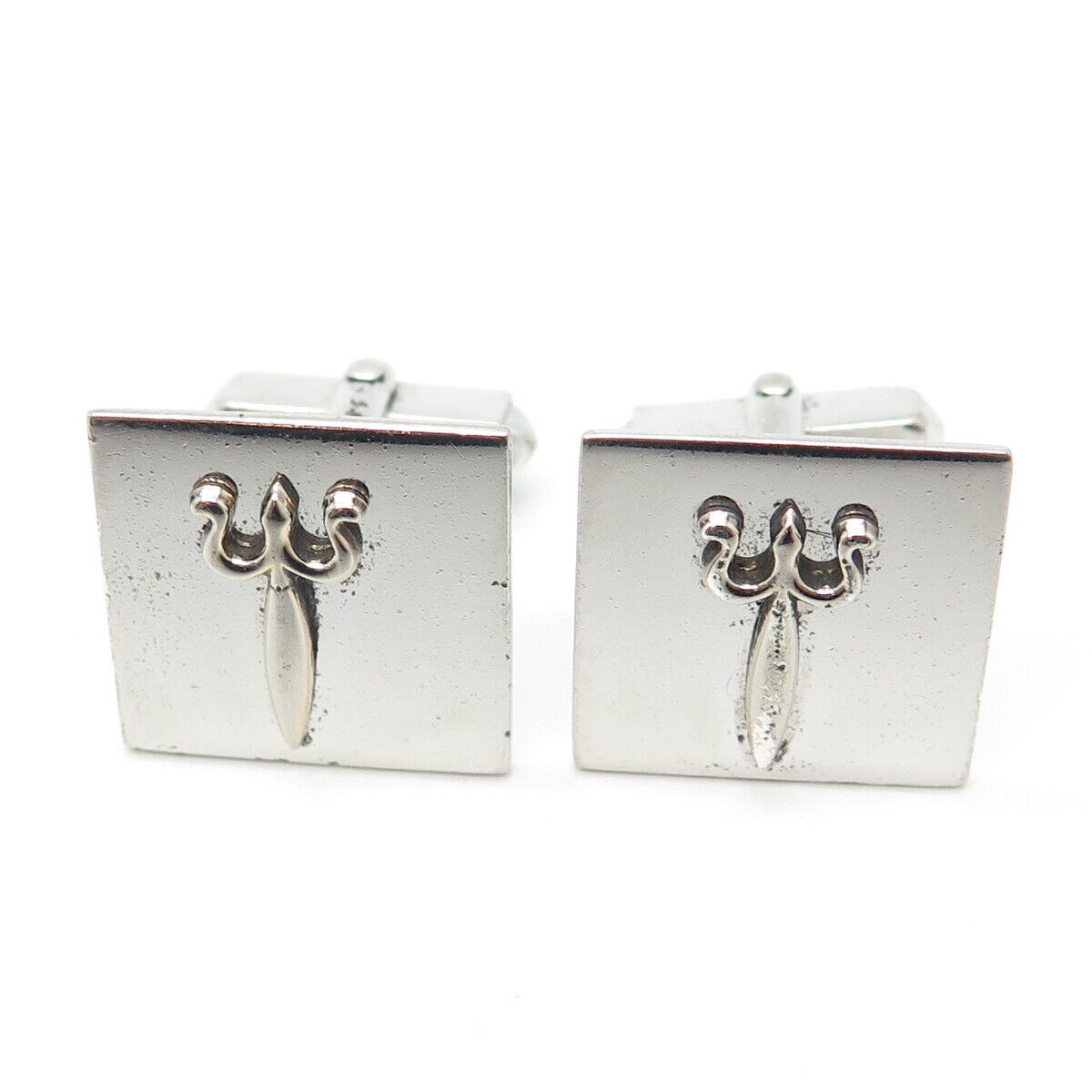 925 Sterling Silver Vintage Swank Trident Cufflinks