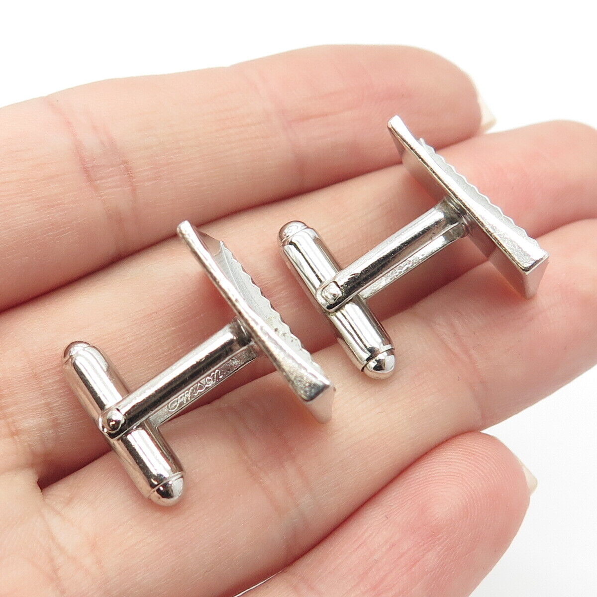 925 Sterling Silver Vintage Etched Cufflinks