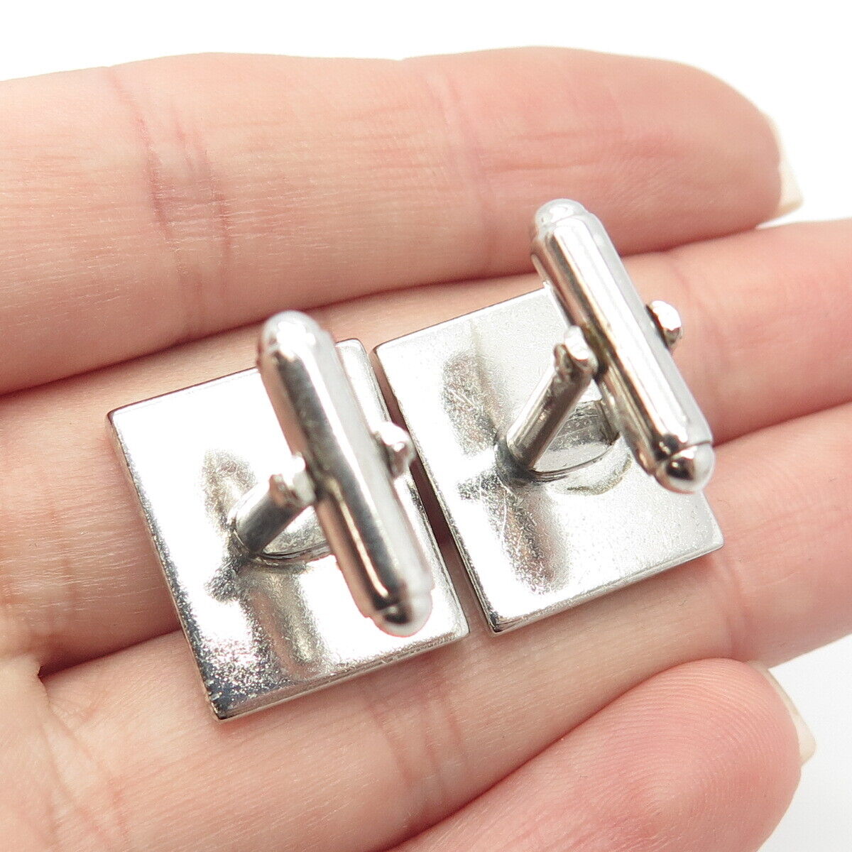 925 Sterling Silver Vintage Etched Cufflinks