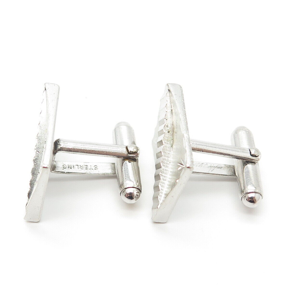 925 Sterling Silver Vintage Etched Cufflinks