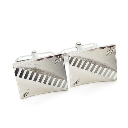 925 Sterling Silver Vintage Etched Cufflinks