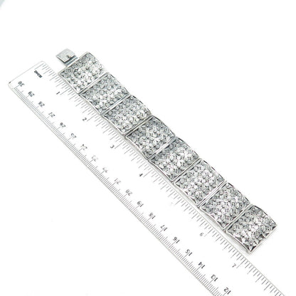 800 Silver Vintage Filigree Floral Panel Link Bracelet 6"