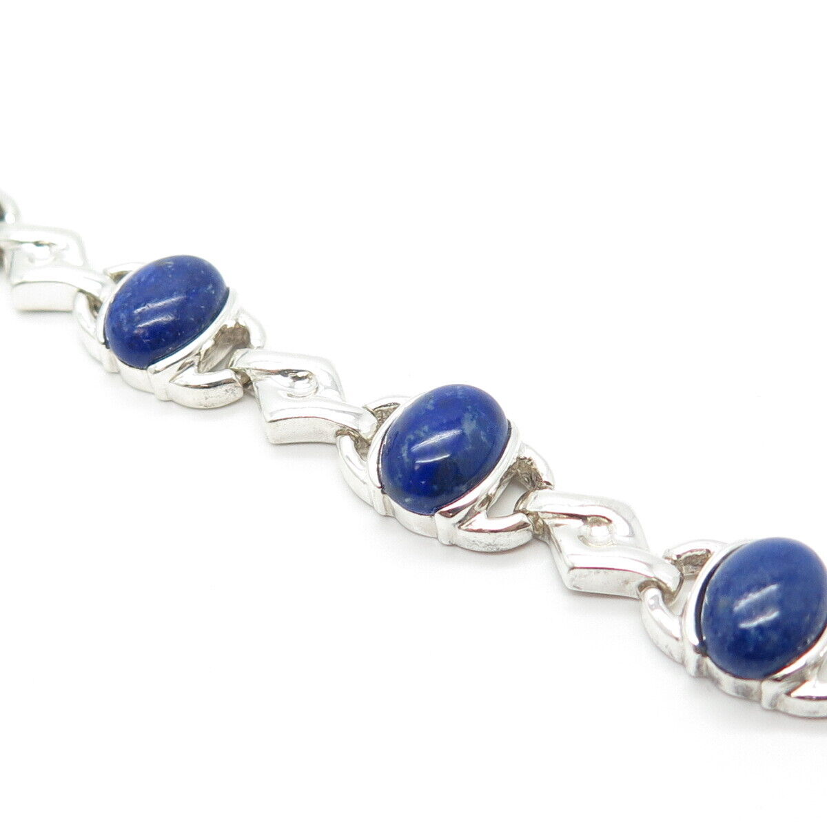 925 Sterling Silver Vintage Michelle Albala Lapis Lazuli Gem Bracelet 7.5"