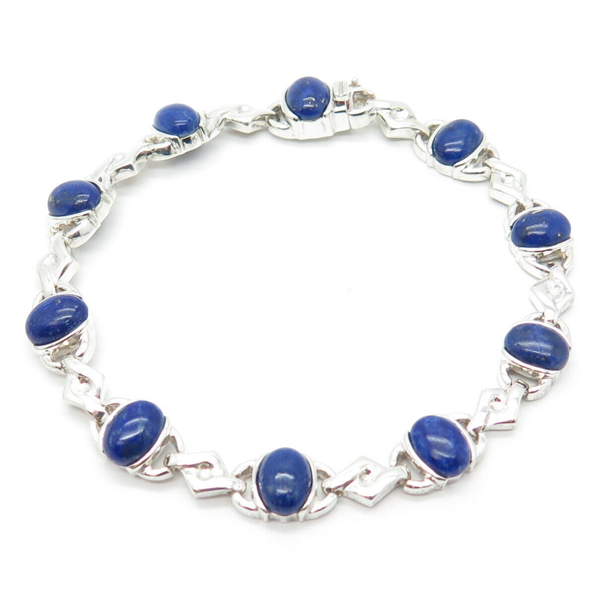 925 Sterling Silver Vintage Michelle Albala Lapis Lazuli Gem Bracelet 7.5"