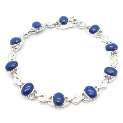 925 Sterling Silver Vintage Michelle Albala Lapis Lazuli Gem Bracelet 7.5"