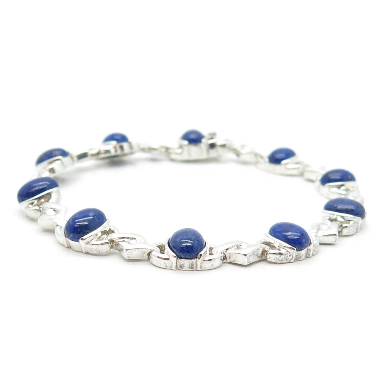 925 Sterling Silver Vintage Michelle Albala Lapis Lazuli Gem Bracelet 7.5"