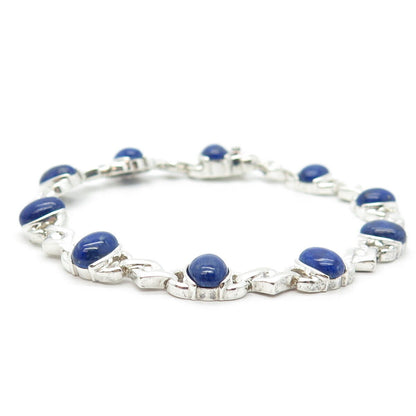 925 Sterling Silver Vintage Michelle Albala Lapis Lazuli Gem Bracelet 7.5"