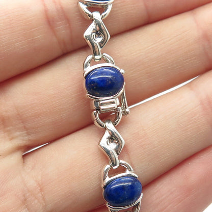 925 Sterling Silver Vintage Michelle Albala Lapis Lazuli Gem Bracelet 7.5"