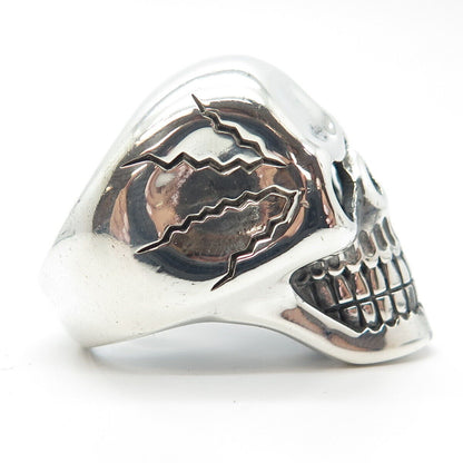 925 Sterling Silver Vintage Skull Ring Size 9.75