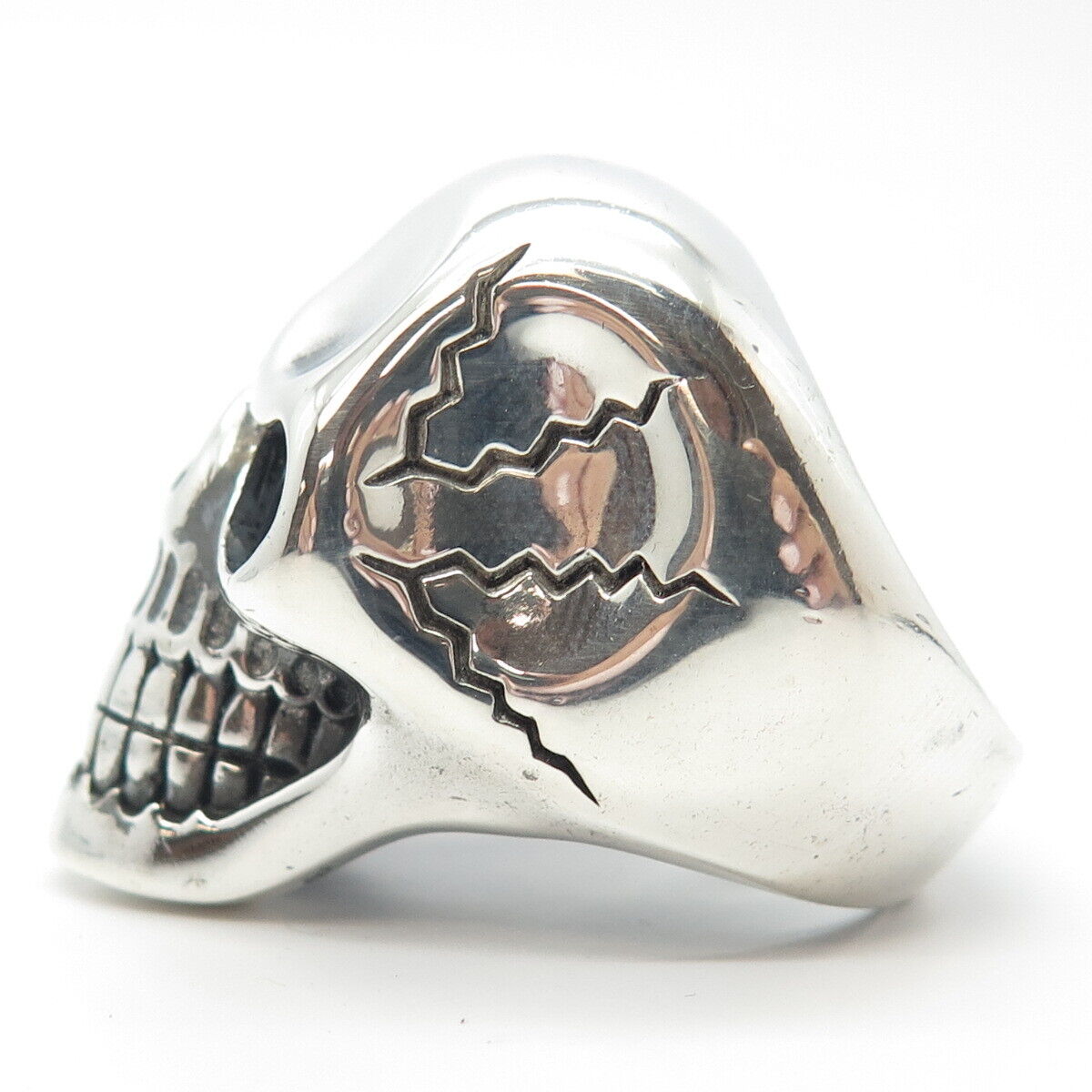 925 Sterling Silver Vintage Skull Ring Size 9.75