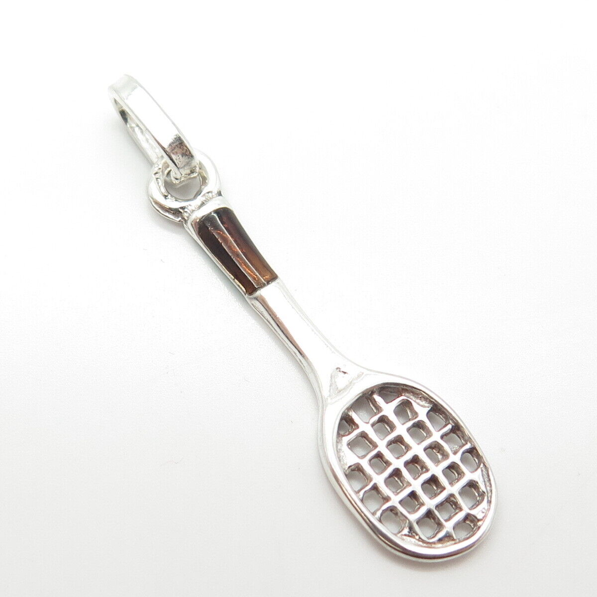 925 Sterling Silver Vintage Enamel Tennis Racquet Pendant