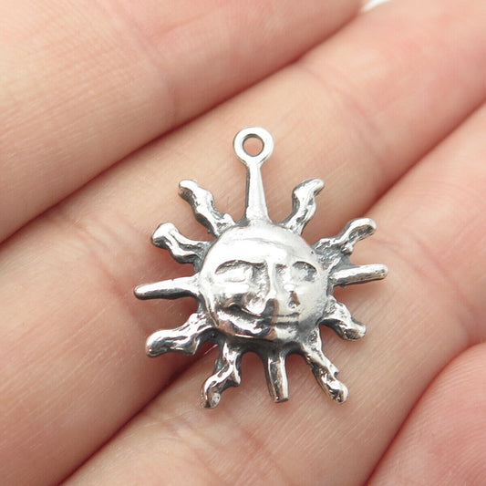 925 Sterling Silver Vintage Sun Face Pendant