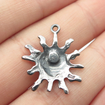 925 Sterling Silver Vintage Sun Face Pendant