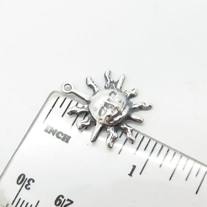 925 Sterling Silver Vintage Sun Face Pendant