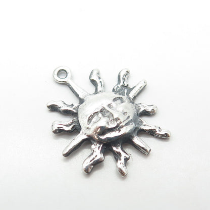 925 Sterling Silver Vintage Sun Face Pendant