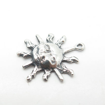 925 Sterling Silver Vintage Sun Face Pendant