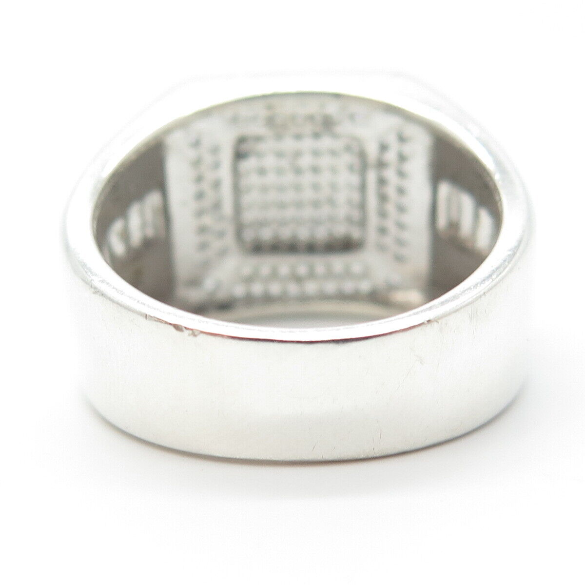 925 Sterling Silver Pave C Z Wide Ring Size 11