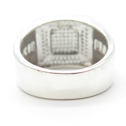 925 Sterling Silver Pave C Z Wide Ring Size 11