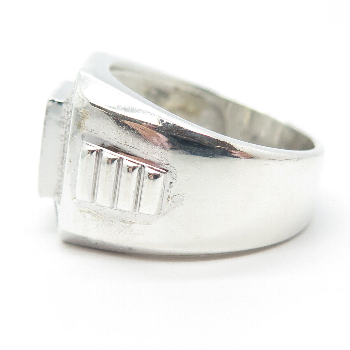 925 Sterling Silver Pave C Z Wide Ring Size 11