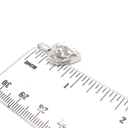 925 Sterling Silver Vintage C Z Heart Pendant