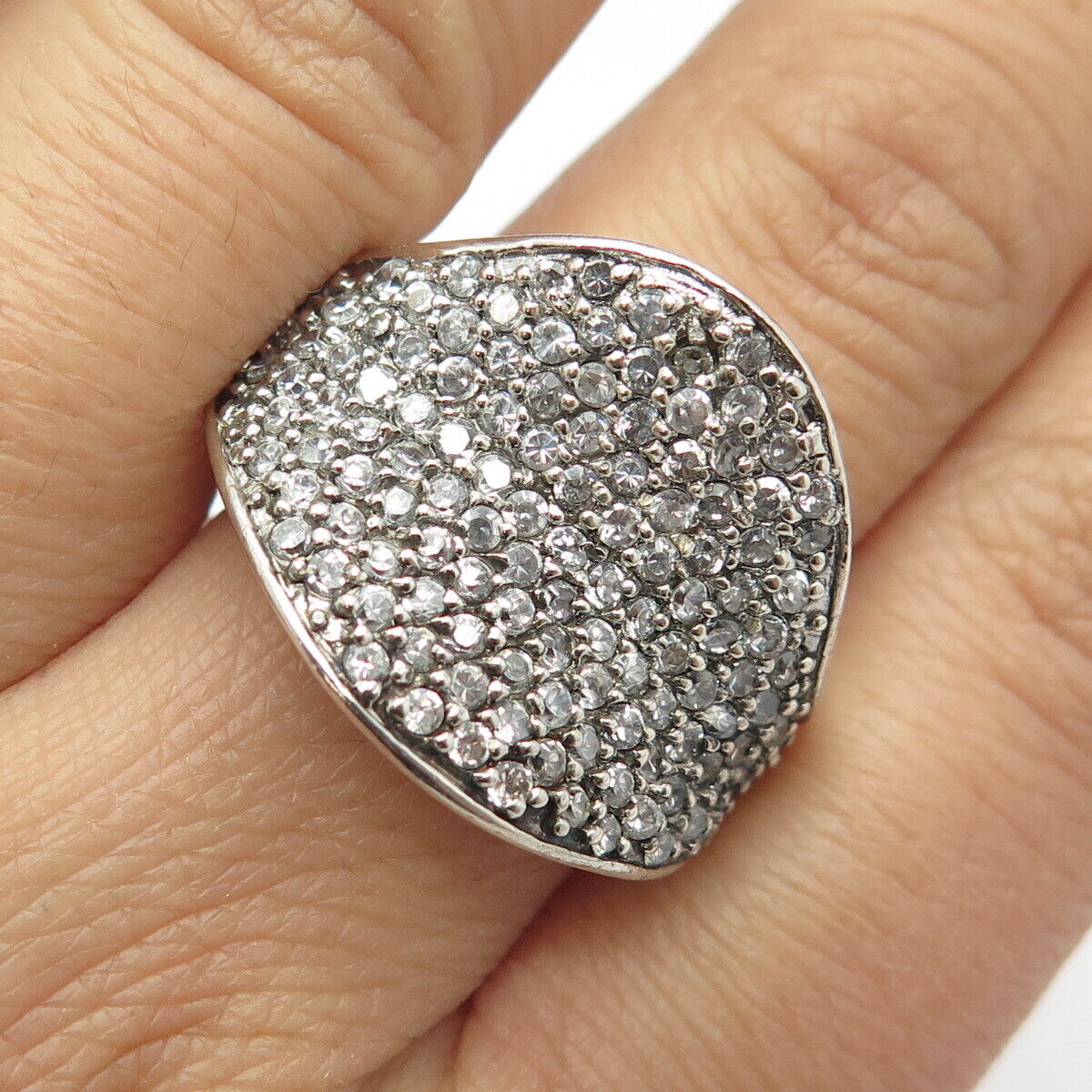 925 Sterling Silver Pave C Z Ring Size 9.25