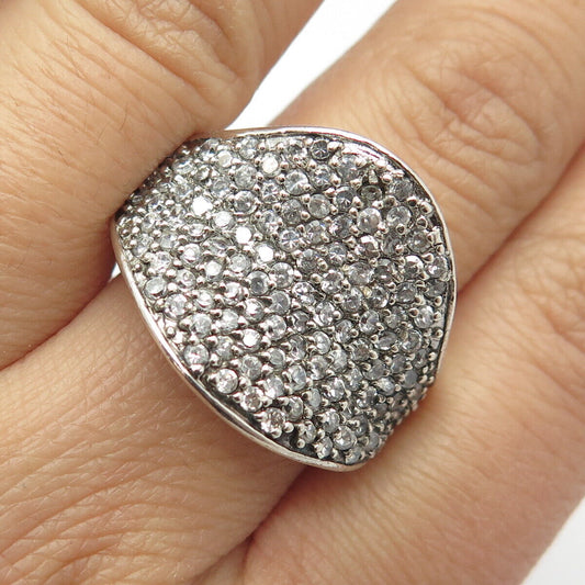 925 Sterling Silver Pave C Z Ring Size 9.25