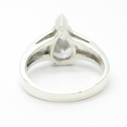 925 Sterling Silver Pear-Cut C Z Ring Size 6.75