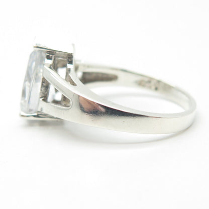 925 Sterling Silver Pear-Cut C Z Ring Size 6.75