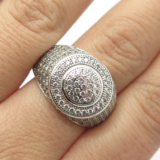 925 Sterling Silver Pave C Z Ring Size 10.25