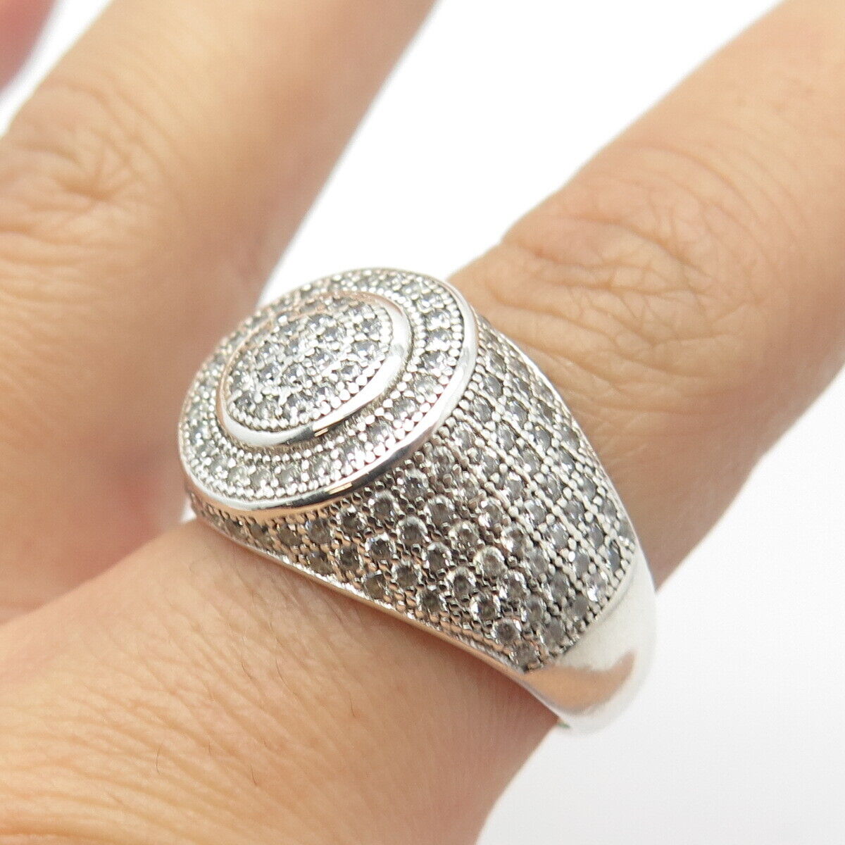925 Sterling Silver Pave C Z Ring Size 10.25